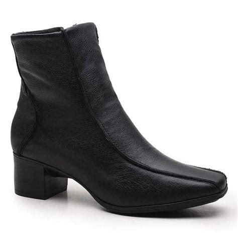 Bota Feminina Cano Curto Saltinho Couro Legítimo Conforto Shopee Brasil