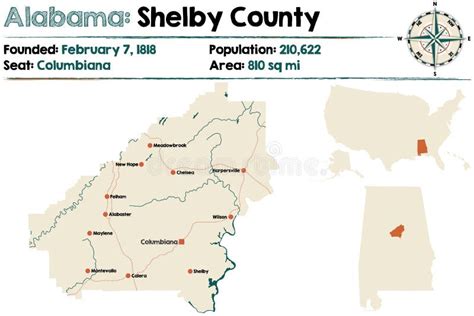 Alabama Shelby County Map Stock Vector Illustration Of Vector 94072265