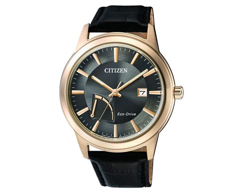 Citizen Mens 40mm Eco Drive Leather Watch Blackrose Gold Nz