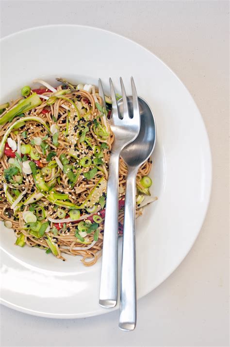 Sesame Ginger Soba Noodle Salad With Ribboned Asparagus Popsugar Food