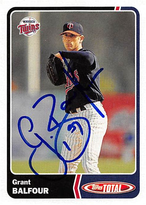 Grant Balfour Autographed Baseball Card Minnesota Twins Ft