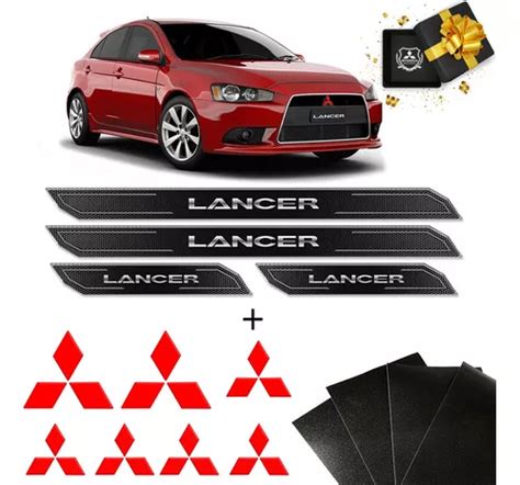 Kit Adesivos Lancer Vermelho Refletivo Soleira Protetora Frete Gr Tis