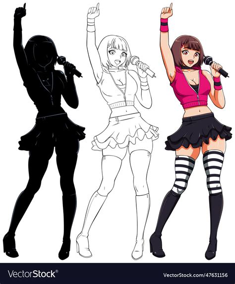 Anime singer on white Royalty Free Vector Image