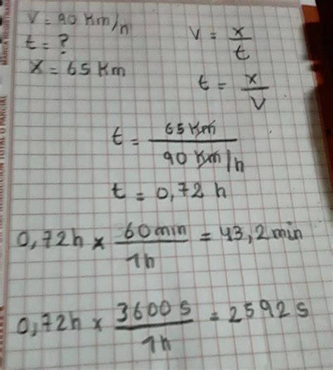 un coche viaja a 90 km h cuánto tiempo tardará en recorrer 65 km