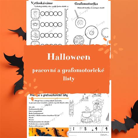 Halloween Pracovn A Grafomotorick Listy Karty Aj Cz Neza Azen K