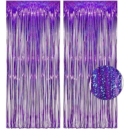 Amazon BRTOPMY 2 Packs 3 2ft X 8 3ft Purple Metallic Tinsel