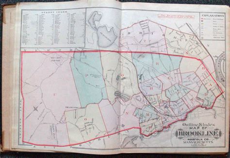 1888 Atlas Of The Town Of Brookline Norfolk County Massachusetts