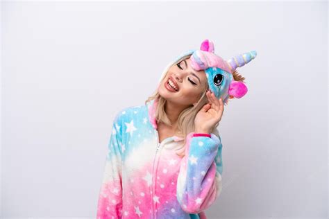 Premium Photo Young Russian Woman With Unicorn Pajamas Isolated On