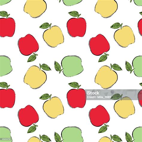 Seamless Pattern With Abstract Cute Apples Stock Illustration