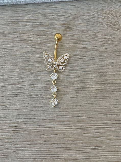 Gold Butterfly Belly Button Ring Dainty Belly Button Jewelry Gold Cute