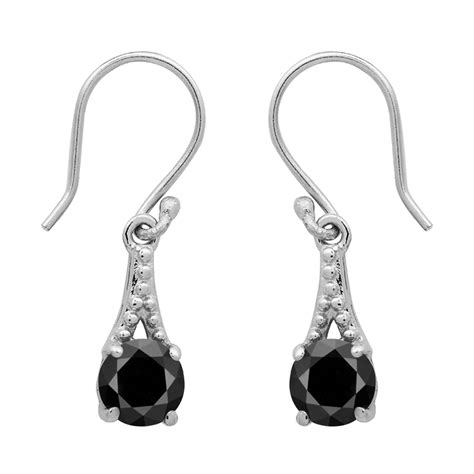 925 Sterling Silver 5mm Round Shape Black Spinel Solitaire Women Dangle Earrings Ebay