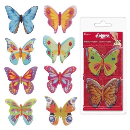 8 Papillons en Azyme Coloris Assortis Planète Gateau