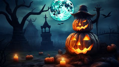 Halloween Pumpkins Night Illustration Free Stock Photo Public Domain