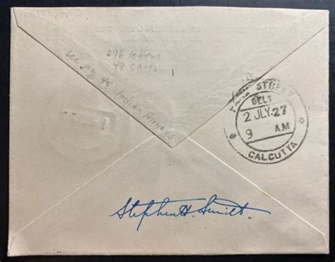 India First City Of Calcutta Flight Airmail Cover Ffc Stephen