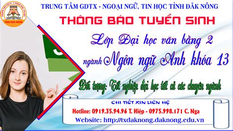 Thông Báo Tuyển Sinh Lớp Đại Học Văn Bằng 2 Ngành Ngôn Ngữ Anh Khóa 13