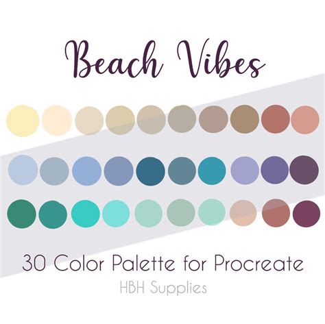 Beach Vibes Procreate Palette Procreate Swatch Hex Codes Etsy Muted