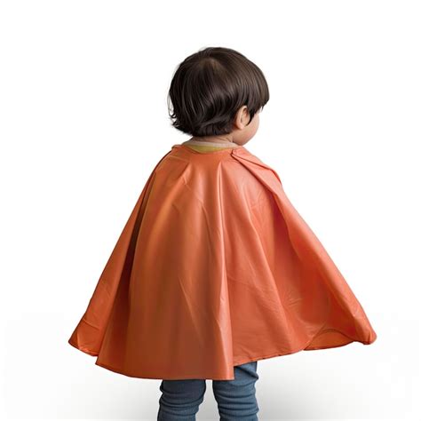 Premium Photo A Toddler Wearing A Cape And Jeans Stands Against A