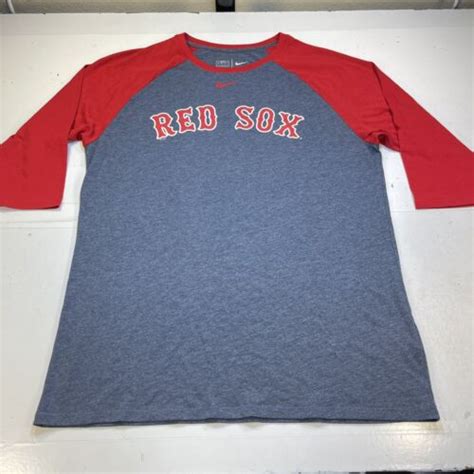 BOSTON RED SOX MLB BASEBALL 3 4 Sleeve JERSEY Nike TEE T SHIRT Sz Mens