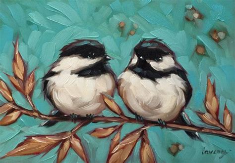 Chickadee And Floral Painting Original Impressionistic 5x7 Oil