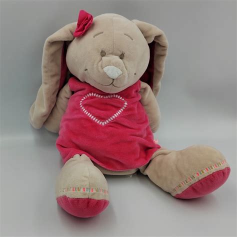 Grand Doudou Lapin Rose Beige Blanc Anna Et Pili Noukie S