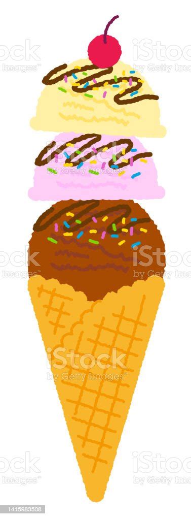 Waffle Cone Ice Cream Tasty Toppings Stock Illustration Download