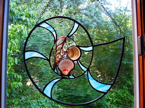 Stained Glass Nautilus Shell Suncatcher