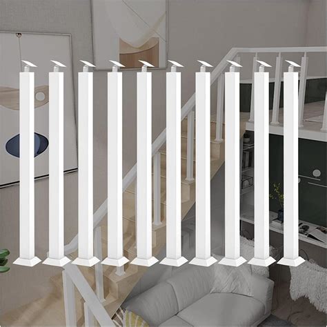 Okuoka Stair Spindle White Balusters Square Metal Railing For Deck