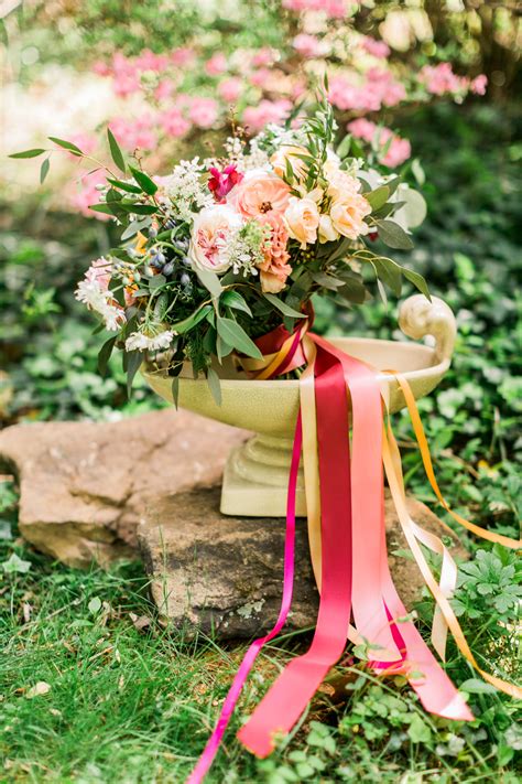 Spring Bouquet With Pink Ribbons Elizabeth Anne Designs The Wedding Blog