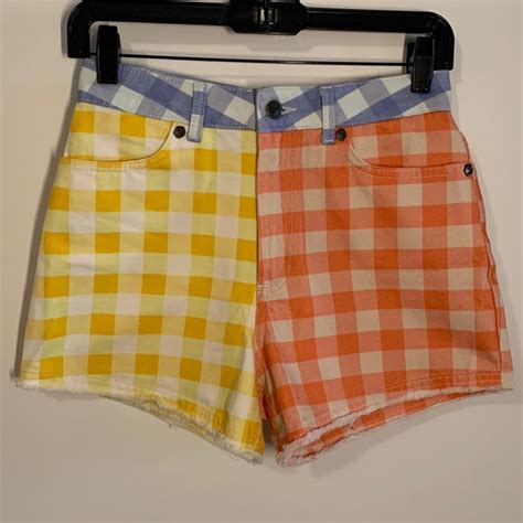 FARM Rio Shorts Plaid Gingham Denim Shorts By Farm For