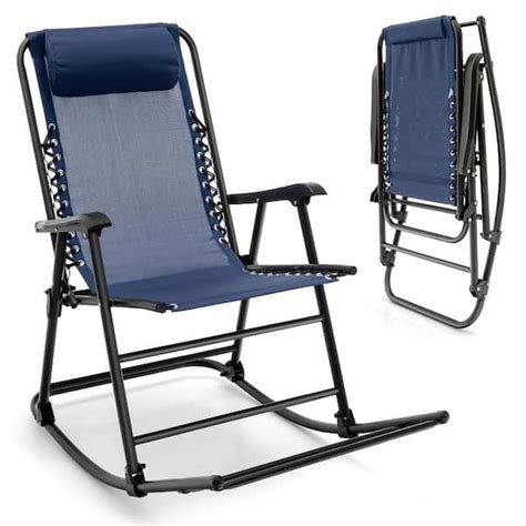 Costway Metal Camping Outdoor Rocking Chair Folding Rocker Footrest