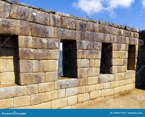 Arquitectura Inca Obra Maestra Machu Picchu Peru Foto De Archivo