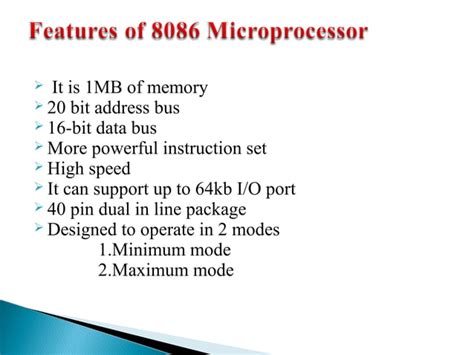 Final Features Of 8086microprocessor Ppt