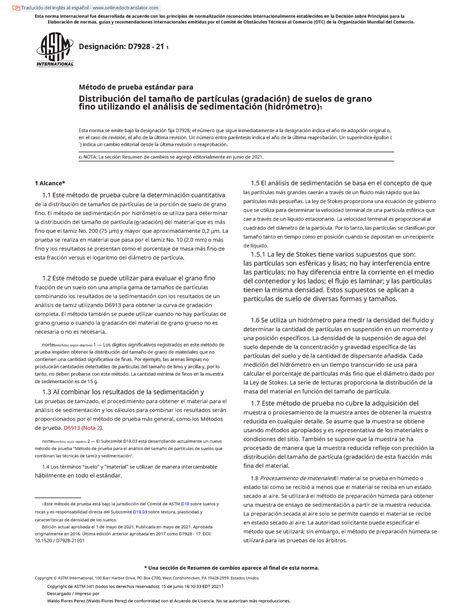 Astm D Granulometria Por Sedimentacion Hidrometro Esta Norma