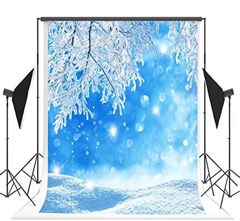 Mohome X Ft Light Blue Winter Photography Backdrop White Snow Ground