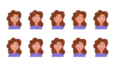 Premium Vector Set Of Different Female Emotions Collection Of