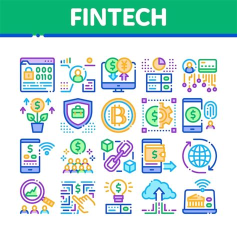 Conjunto De Iconos De Colecci N De Innovaci N Fintech Vector Vector