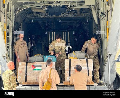 U S Air Force Airmen Prepare Bundles Of Humanitarian Aid Destined For