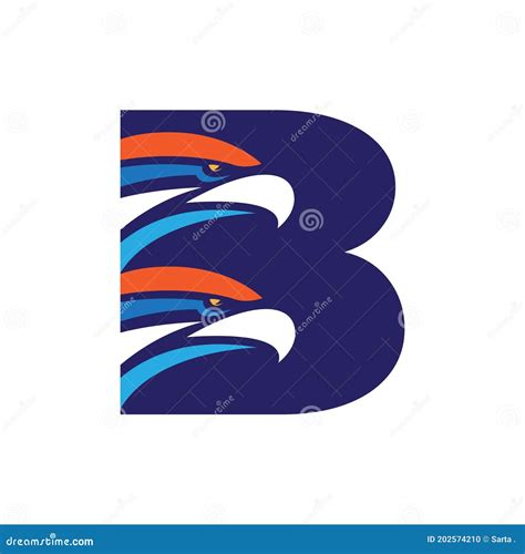 Letter B Initial Logo With Eagle Head Vector Template Stock