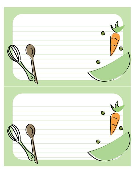 Plantillas Fichas De Cocina Recetas Png Tarjetas Para Imprimir Gratis