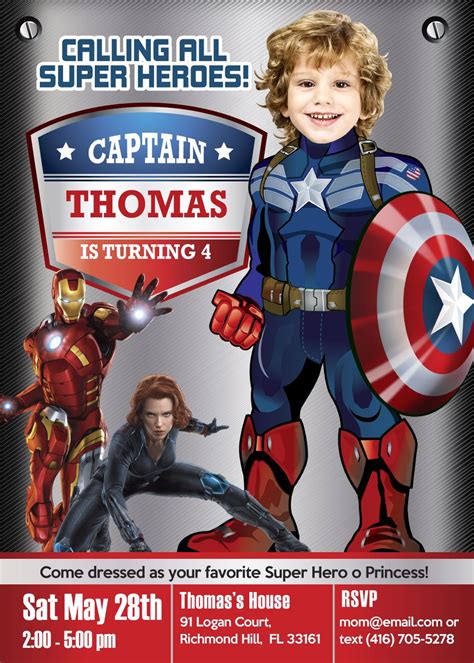 Captain America Birthday Invitation Captain America Party Ideas