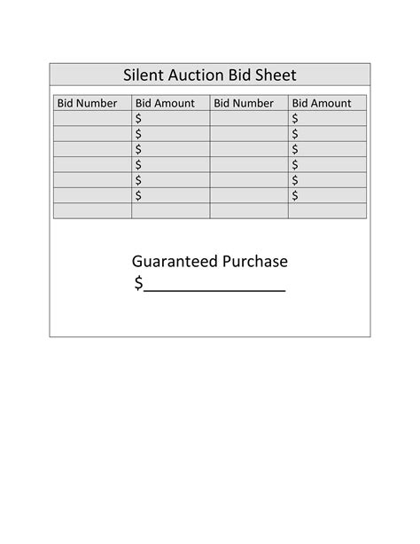 40 Silent Auction Bid Sheet Templates Word Excel Templatelab