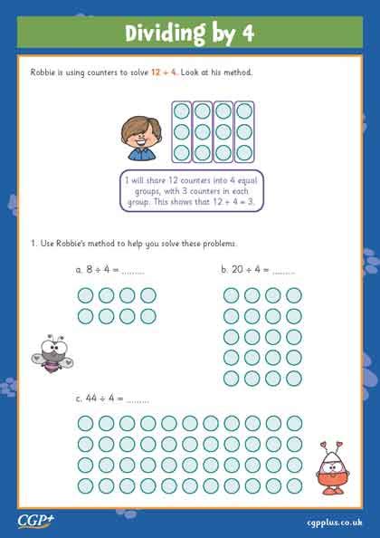 Dividing By 4 Year 3 Cgp Plus