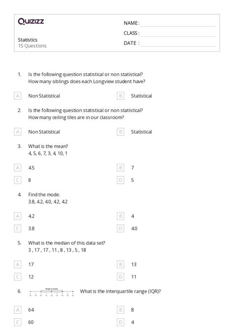 50 Statistics Worksheets For 6th Class On Quizizz Free Printable