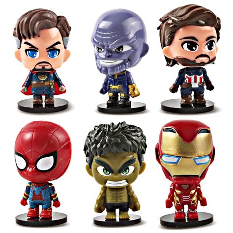 6 Pçs Conjunto Brinquedos de Ferro da Marvel Os Vingadores 4 Thanos