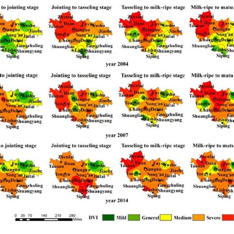 Spatial Distribution Maps Of Maize Drought Vulnerability At Different