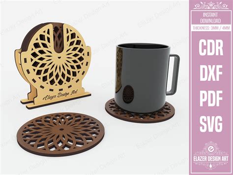 Decorative Boxed Coasters Laser Cut Svg Graphic By Elazer Dizayn