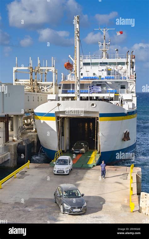 Mellieha Malta 5 August 2023 Cars Driving Off A Ferry After