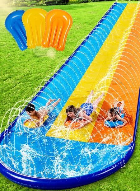 Sloosh 18ft Triple Water Slide And 3 Boogie Boards Backyard Lawn Water