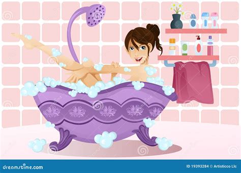 Woman Taking A Bubble Bath Stock Vector Illustration Of Comfortable