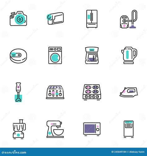 Conjunto De Iconos De Línea De Gadgets Electrónicos Ilustración del